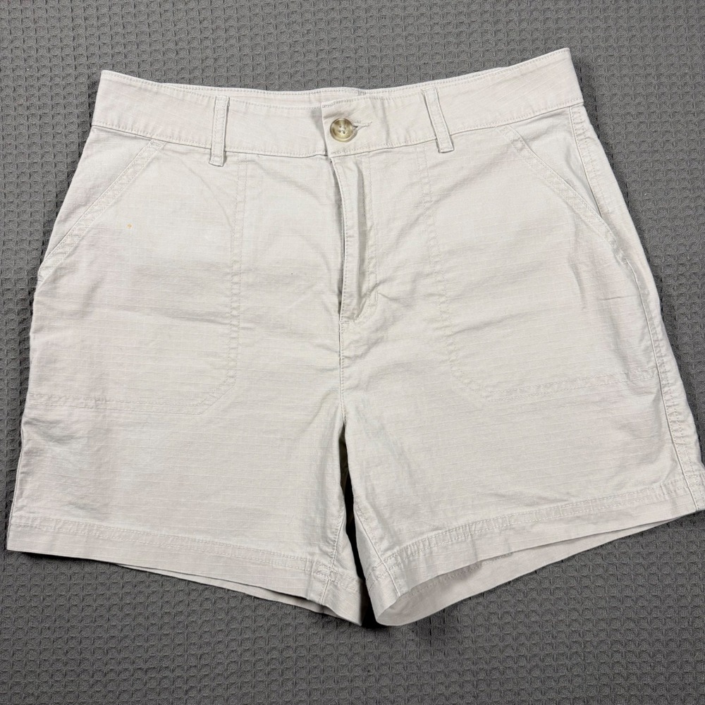 Eddie Bauer Womens Khaki Ripstop Utility Shorts Size 6 Tan Cotton Stretch